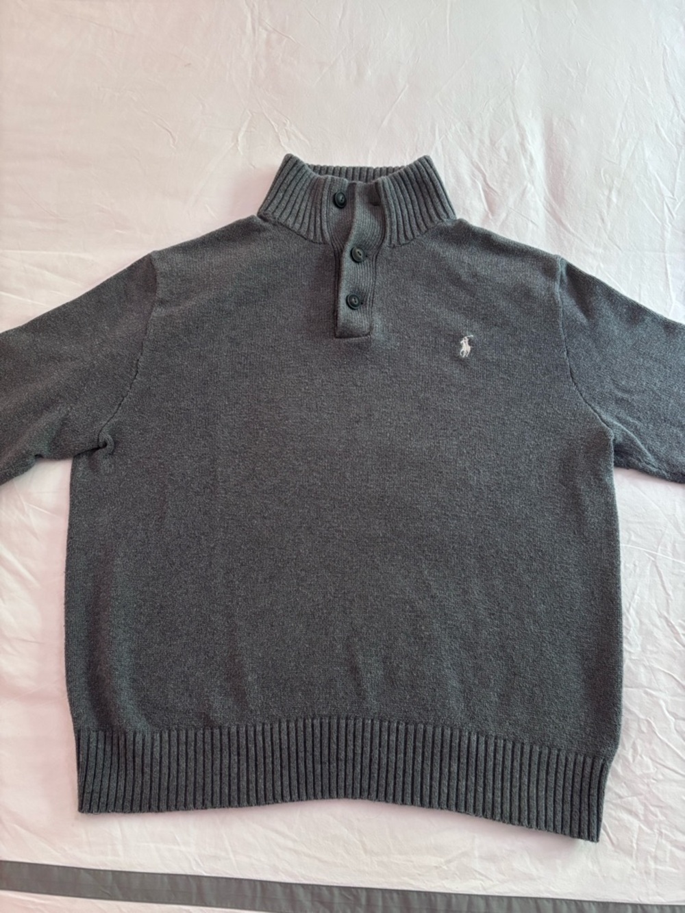 Polo by Ralph Lauren Men's Dark Charcoal Button-Neck Sweater